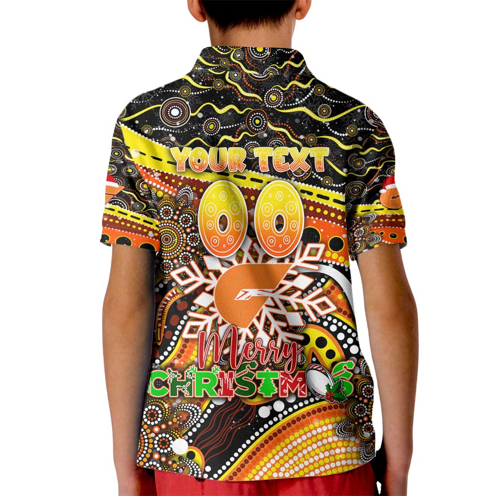 Merry Christmas AFL Giants Kid Polo Shirt Aboriginal Santa Football Mascot