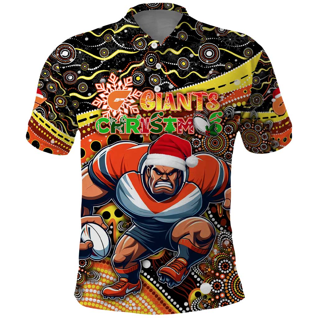 Merry Christmas AFL Giants Polo Shirt Aboriginal Santa Football Mascot