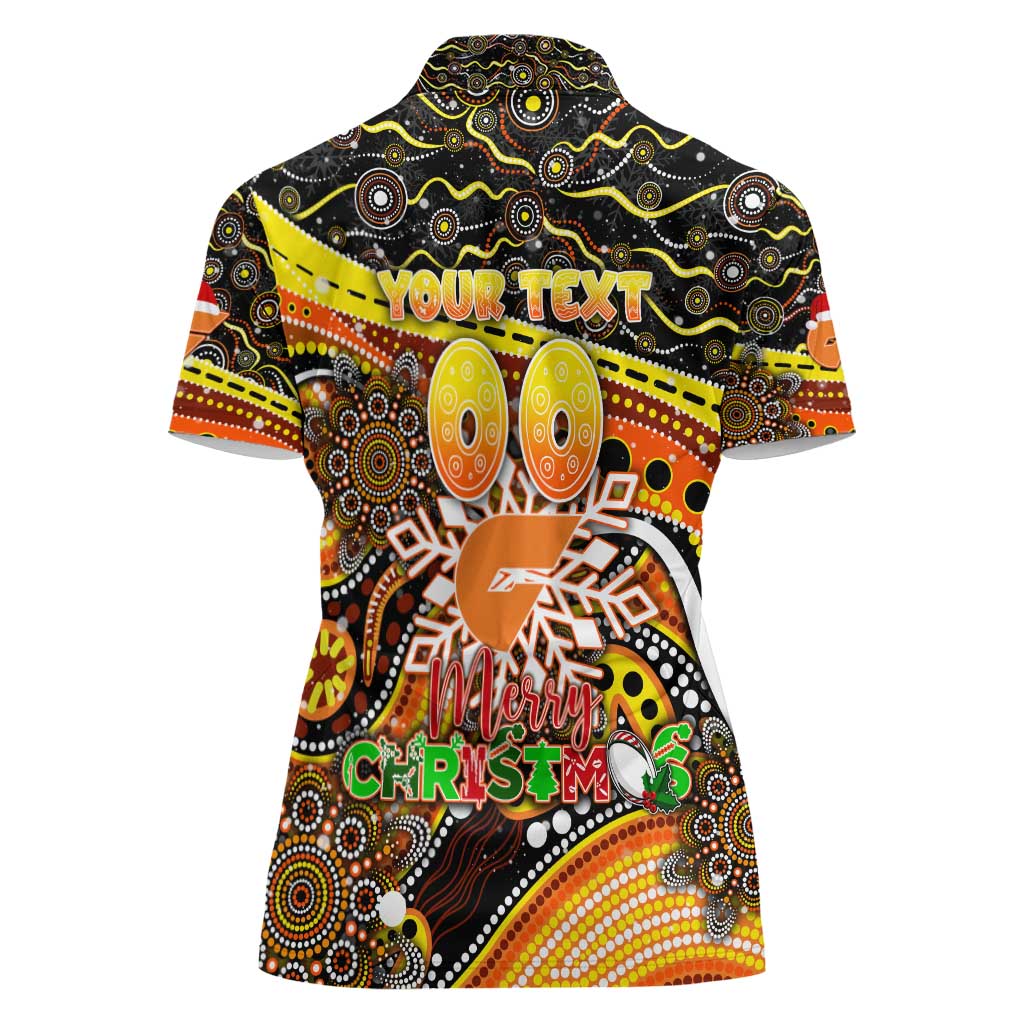 Merry Christmas AFL Giants Women Polo Shirt Aboriginal Santa Football Mascot