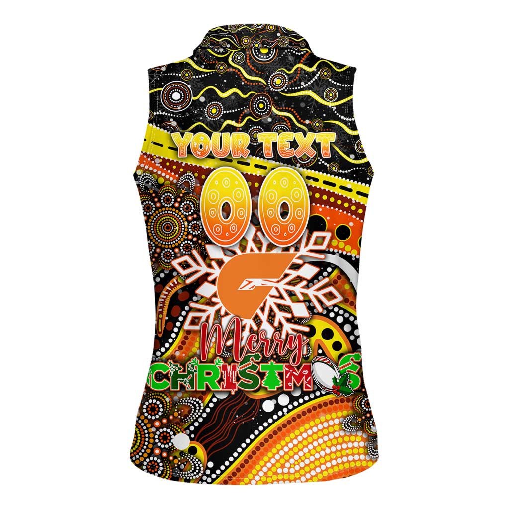 Merry Christmas AFL Giants Women Sleeveless Polo Shirt Aboriginal Santa Football Mascot