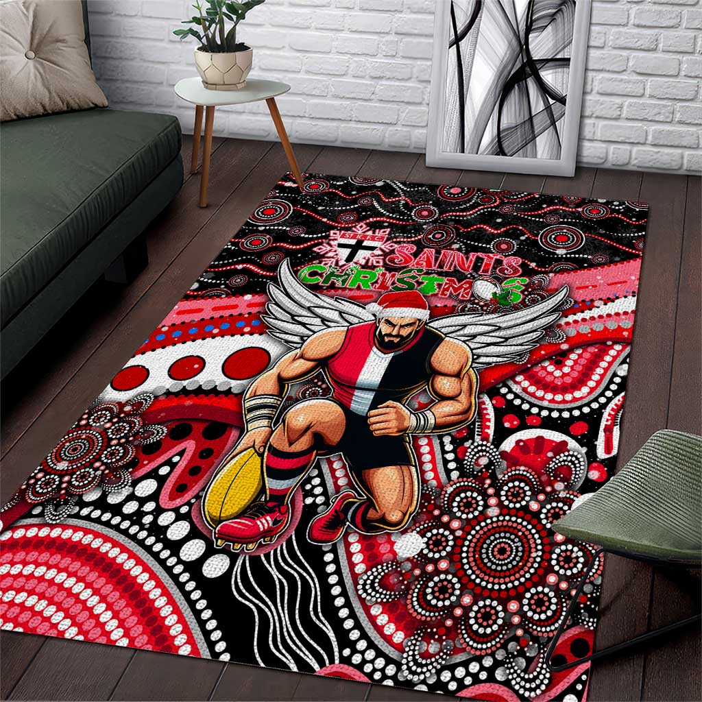 Merry Christmas AFL Saints Area Rug Aboriginal Santa Football Mascot