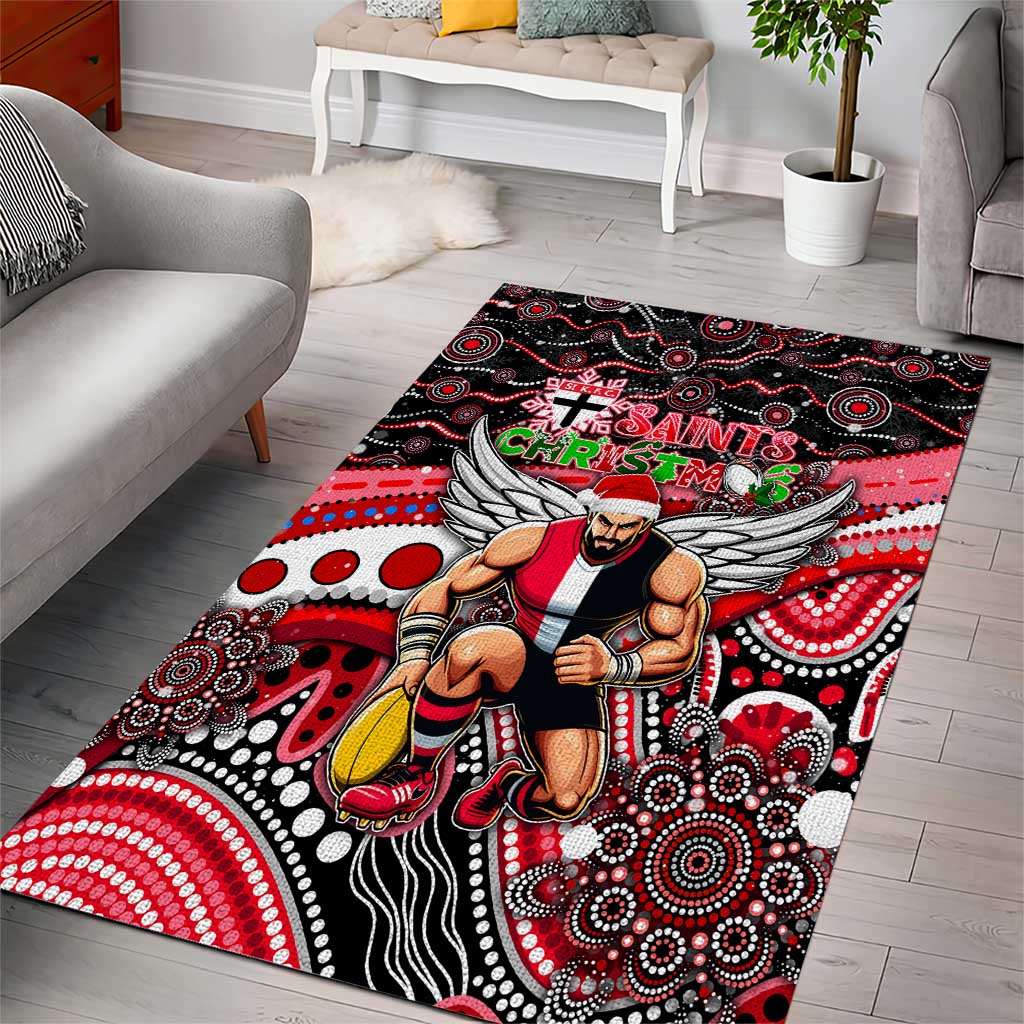 Merry Christmas AFL Saints Area Rug Aboriginal Santa Football Mascot