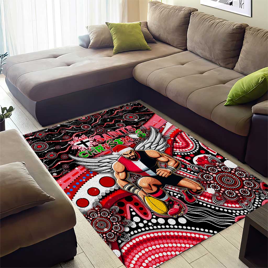 Merry Christmas AFL Saints Area Rug Aboriginal Santa Football Mascot