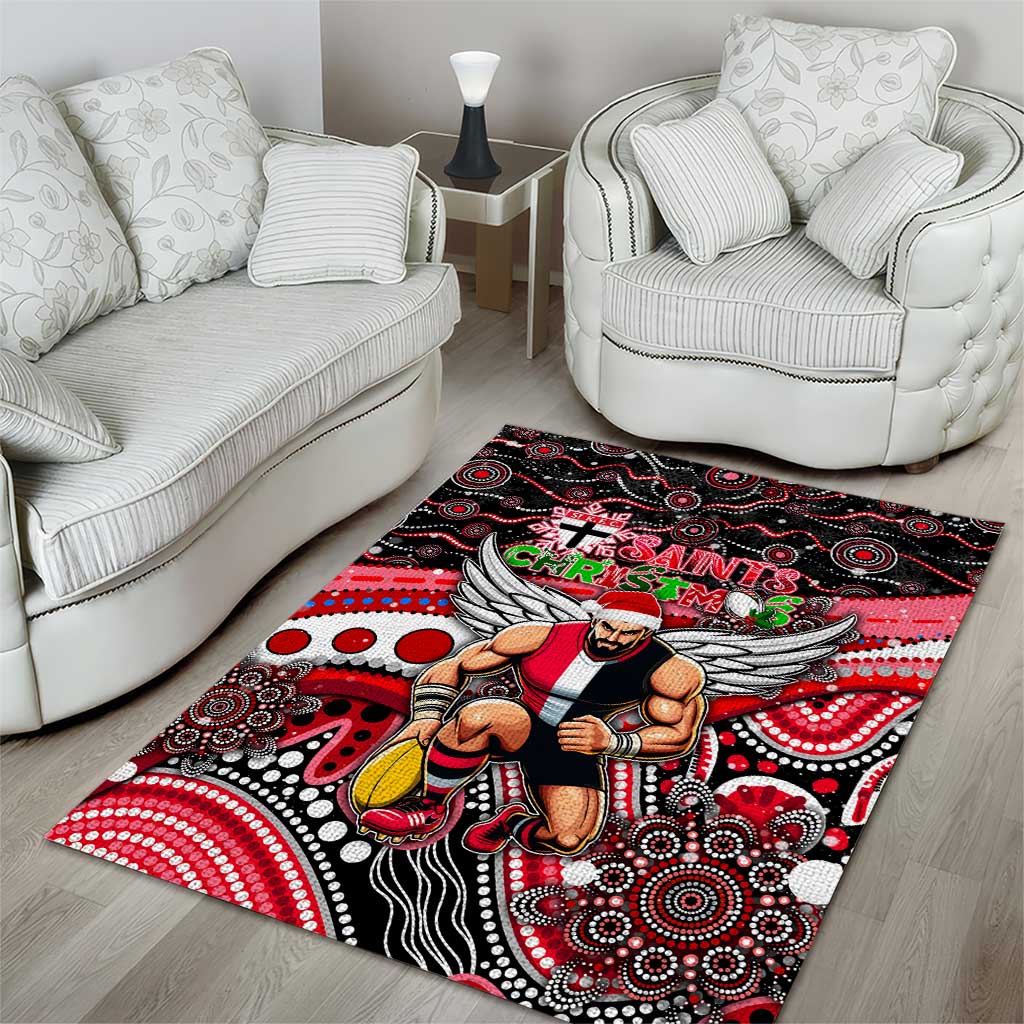 Merry Christmas AFL Saints Area Rug Aboriginal Santa Football Mascot