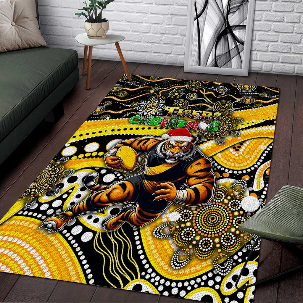 Merry Christmas AFL Richmond Tigers Area Rug Aboriginal Santa Football Mascot