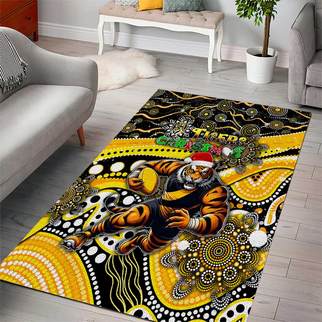 Merry Christmas AFL Richmond Tigers Area Rug Aboriginal Santa Football Mascot