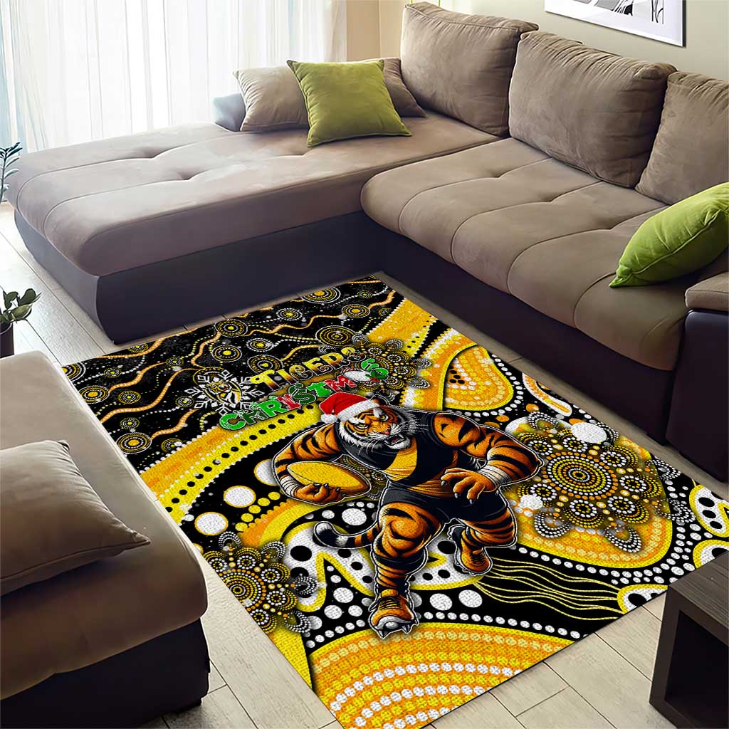 Merry Christmas AFL Richmond Tigers Area Rug Aboriginal Santa Football Mascot