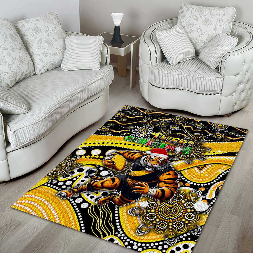 Merry Christmas AFL Richmond Tigers Area Rug Aboriginal Santa Football Mascot