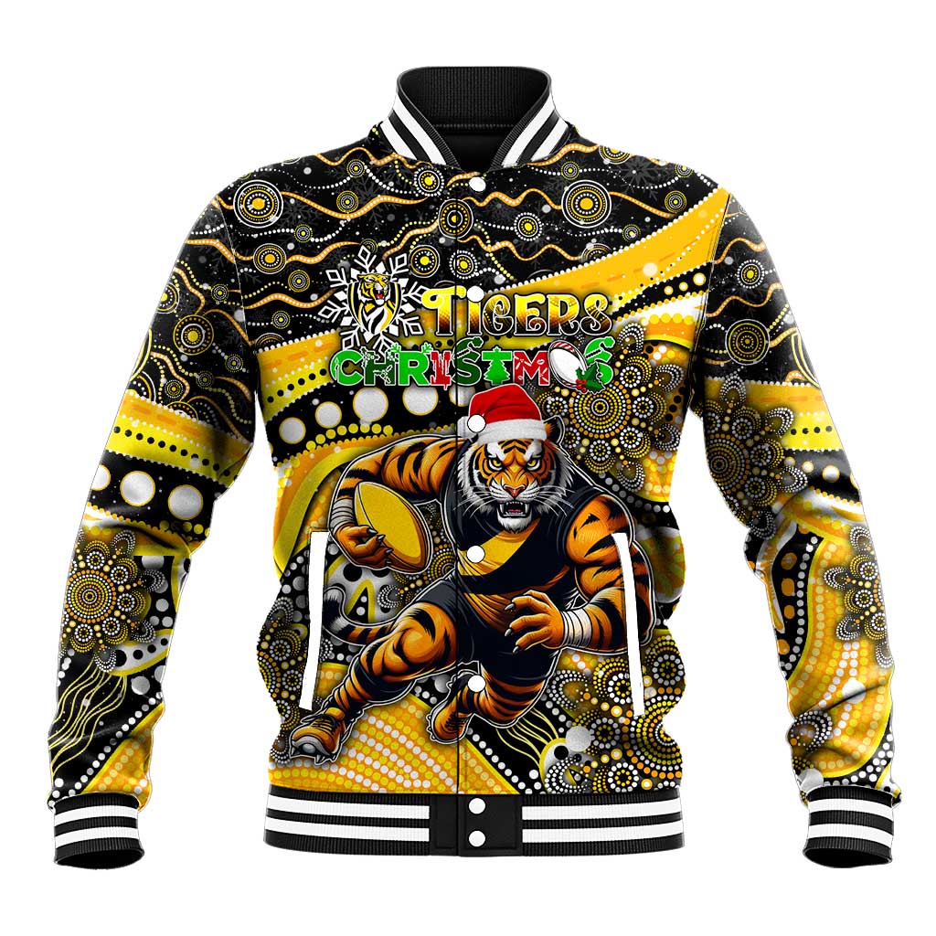 Merry Christmas AFL Richmond Tigers Baseball Jacket Aboriginal Santa Football Mascot