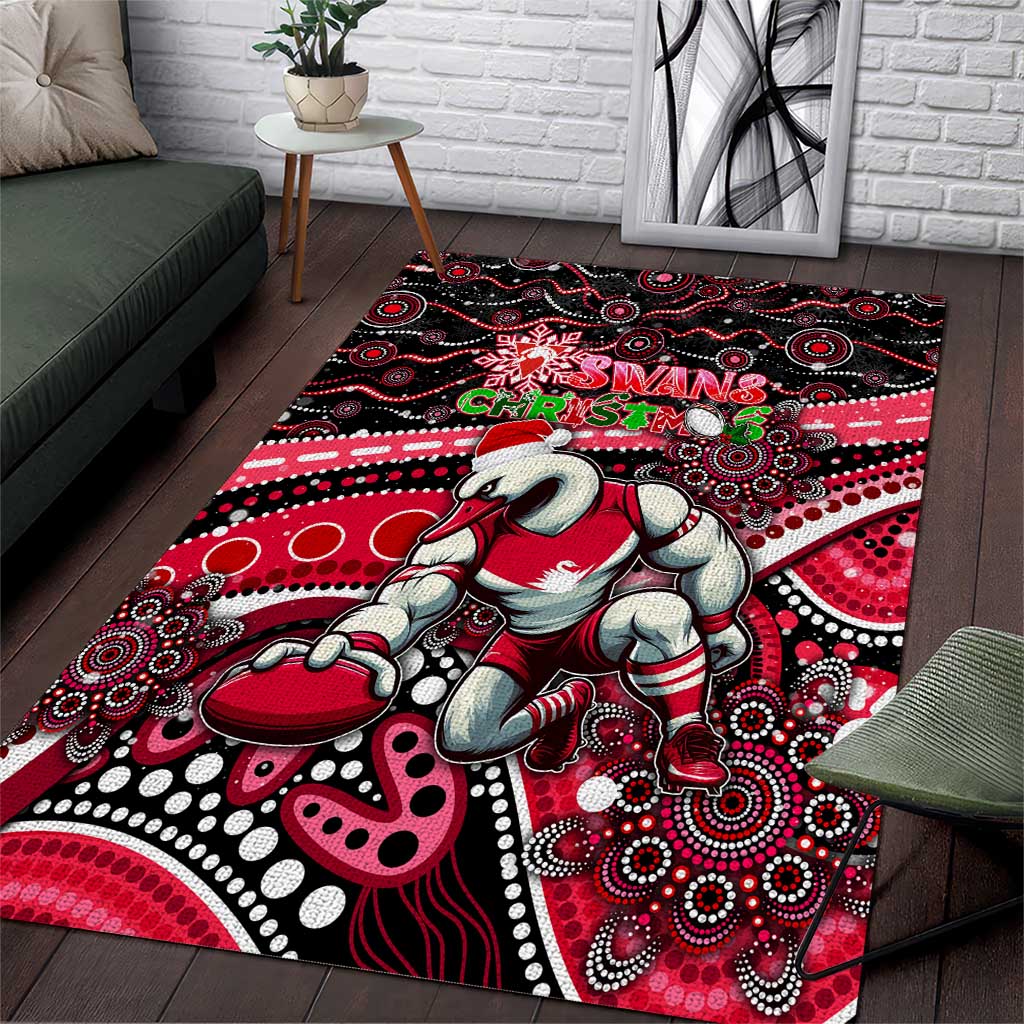 Merry Christmas AFL Swans Area Rug Aboriginal Santa Football Mascot DT02