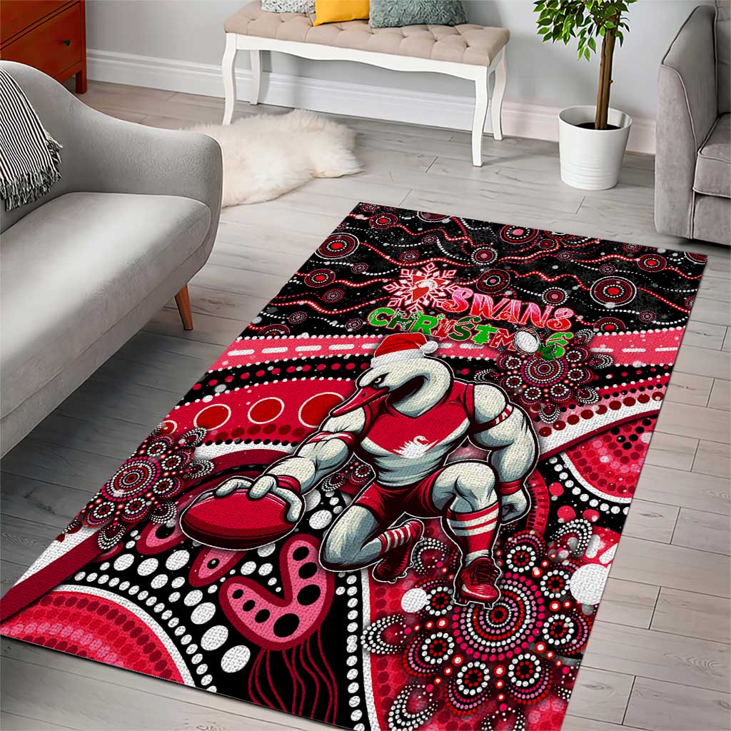 Merry Christmas AFL Swans Area Rug Aboriginal Santa Football Mascot DT02