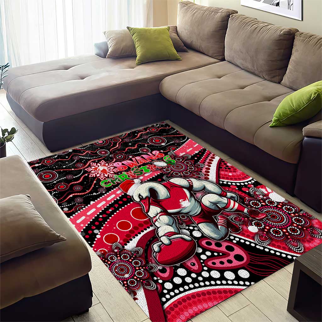 Merry Christmas AFL Swans Area Rug Aboriginal Santa Football Mascot DT02