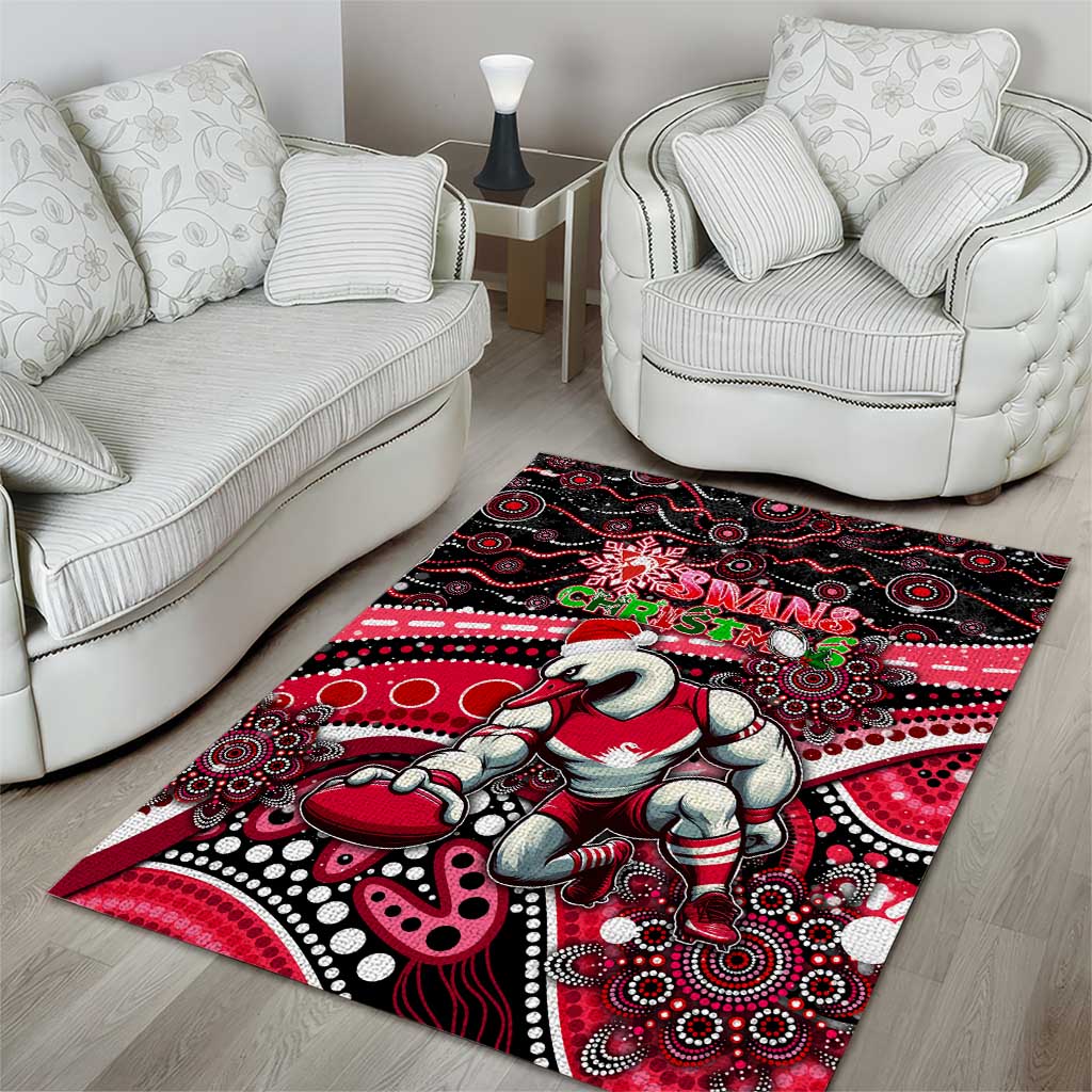 Merry Christmas AFL Swans Area Rug Aboriginal Santa Football Mascot DT02