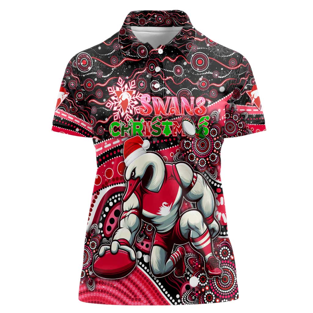 Merry Christmas AFL Swans Women Polo Shirt Aboriginal Santa Football Mascot DT02