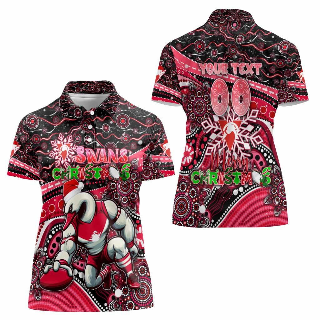 Merry Christmas AFL Swans Women Polo Shirt Aboriginal Santa Football Mascot DT02