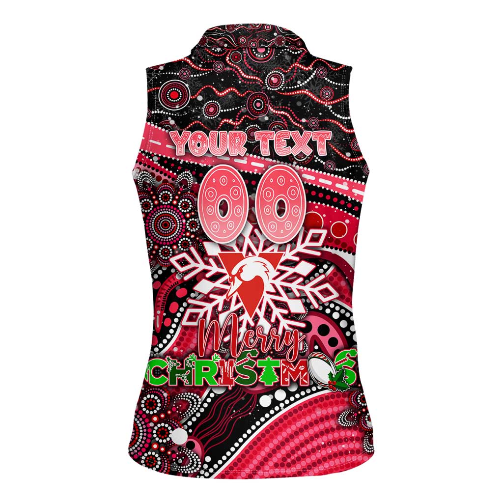 Merry Christmas AFL Swans Women Sleeveless Polo Shirt Aboriginal Santa Football Mascot DT02