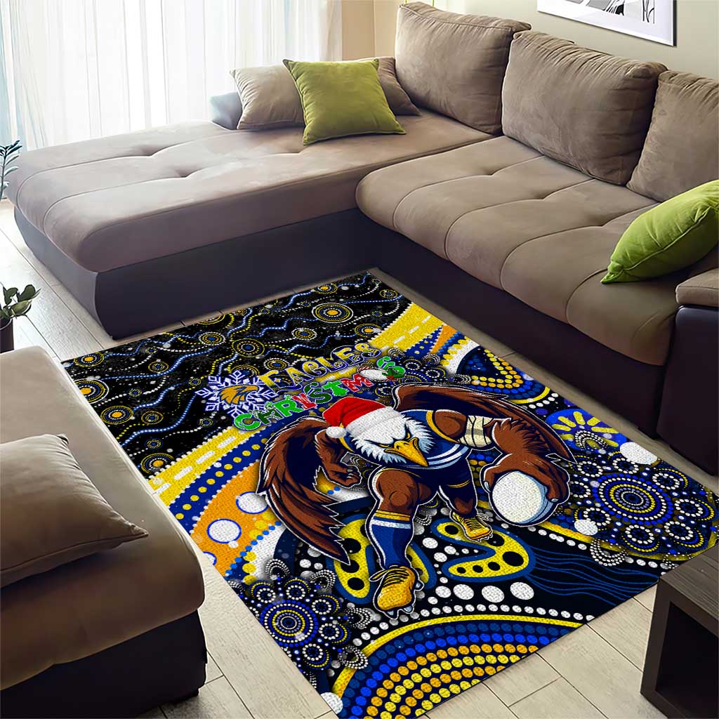 Merry Christmas AFL Eagles Area Rug Aboriginal Santa Football Mascot