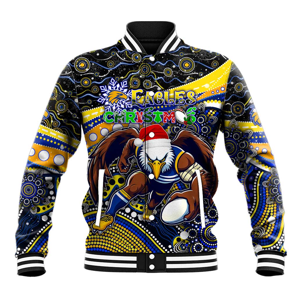 Merry Christmas AFL Eagles Baseball Jacket Aboriginal Santa Football Mascot