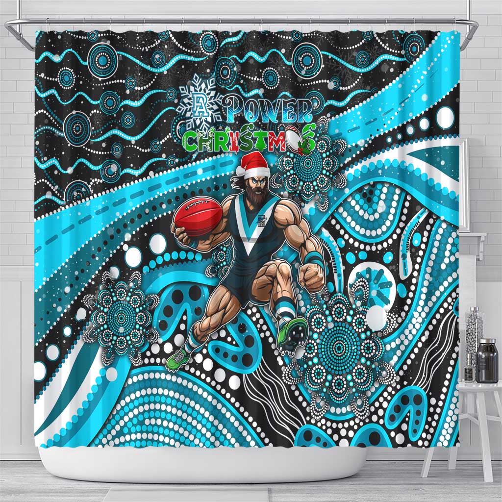 Merry Christmas AFL Power Shower Curtain Aboriginal Santa Football Mascot