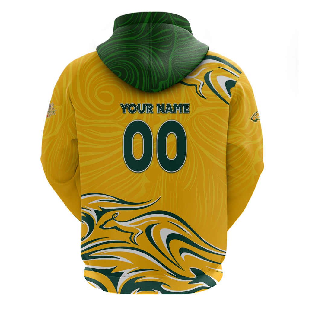 Personalised Australia Soccer Matildas Hoodie Kangaroo Tornado Yellow