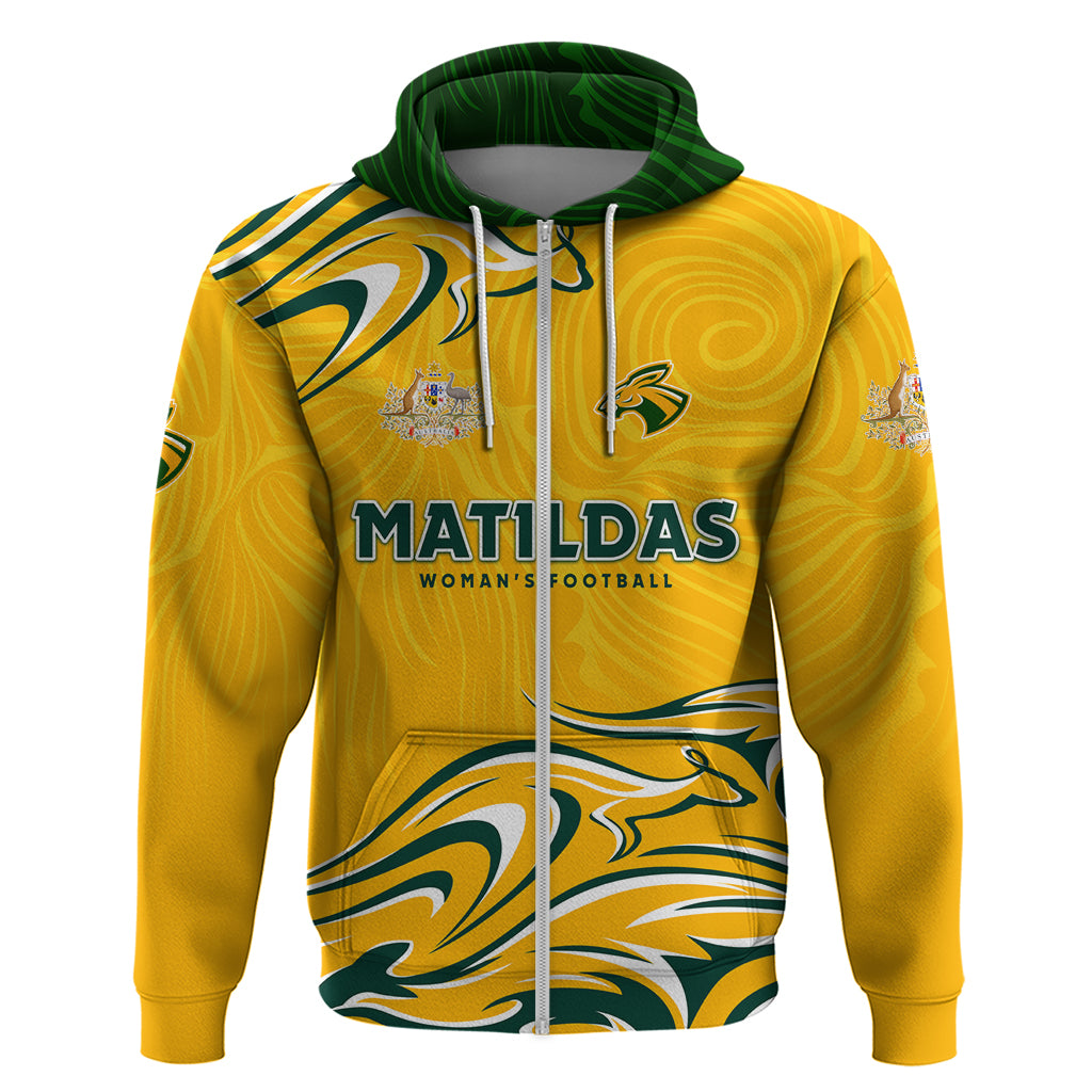 Personalised Australia Soccer Matildas Hoodie Kangaroo Tornado Yellow