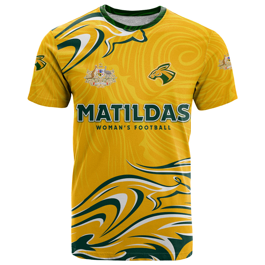 Personalised Australia Soccer Matildas T Shirt Kangaroo Tornado Yellow