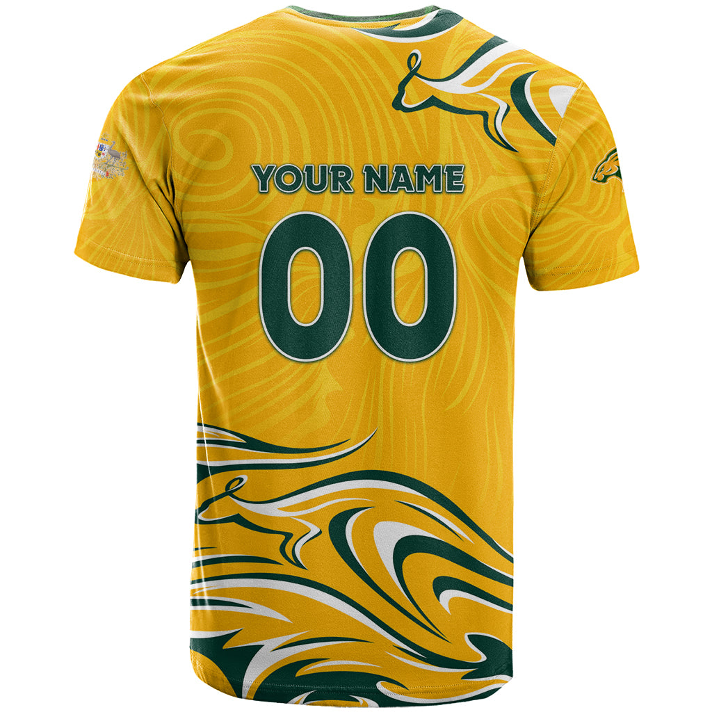 Personalised Australia Soccer Matildas T Shirt Kangaroo Tornado Yellow