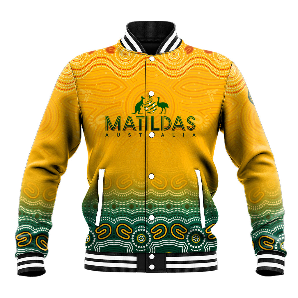 Personalised Australia Matildas Baseball Jacket Tillies Aboriginal Simple Yellow