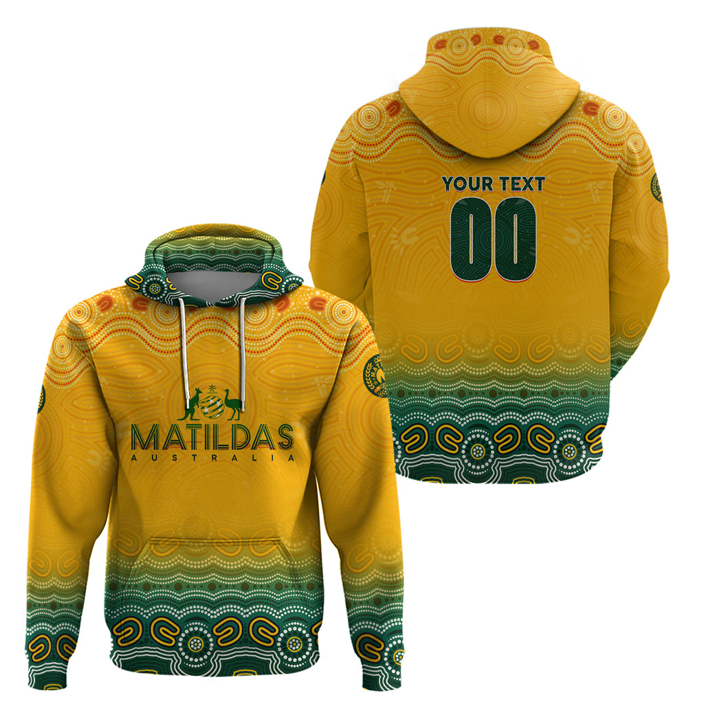 Personalised Australia Matildas Hoodie Tillies Aboriginal Simple Yellow