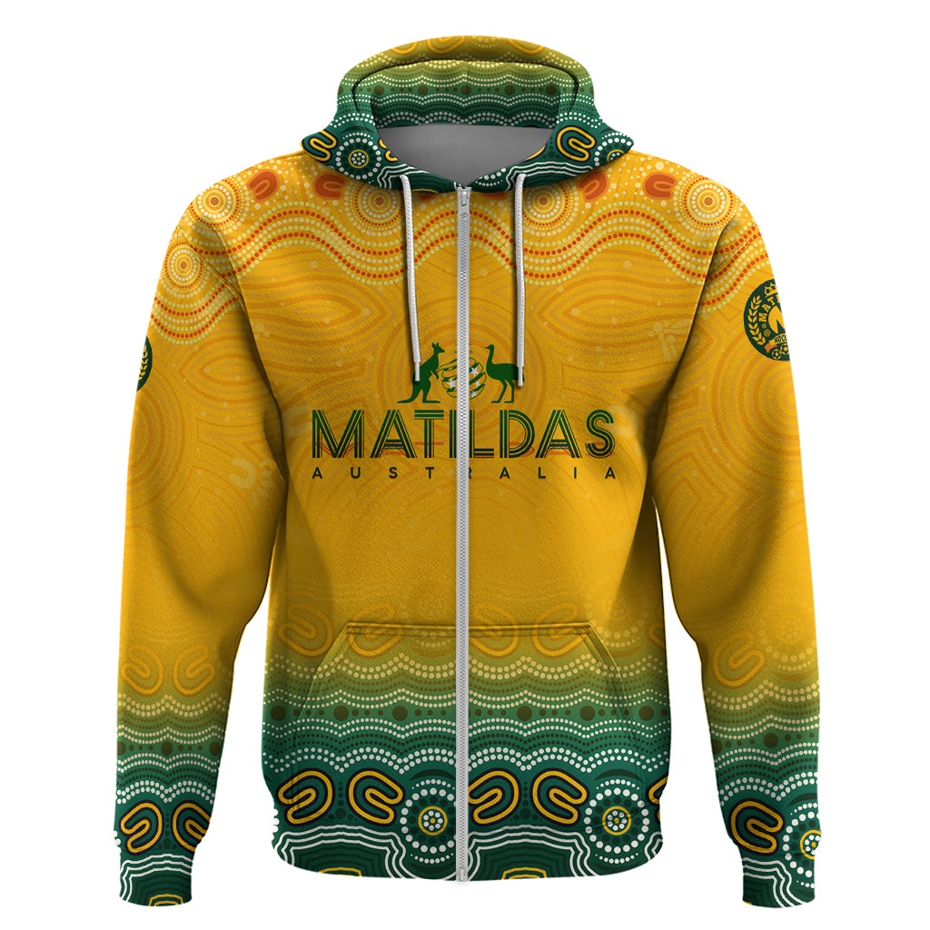 Personalised Australia Matildas Hoodie Tillies Aboriginal Simple Yellow