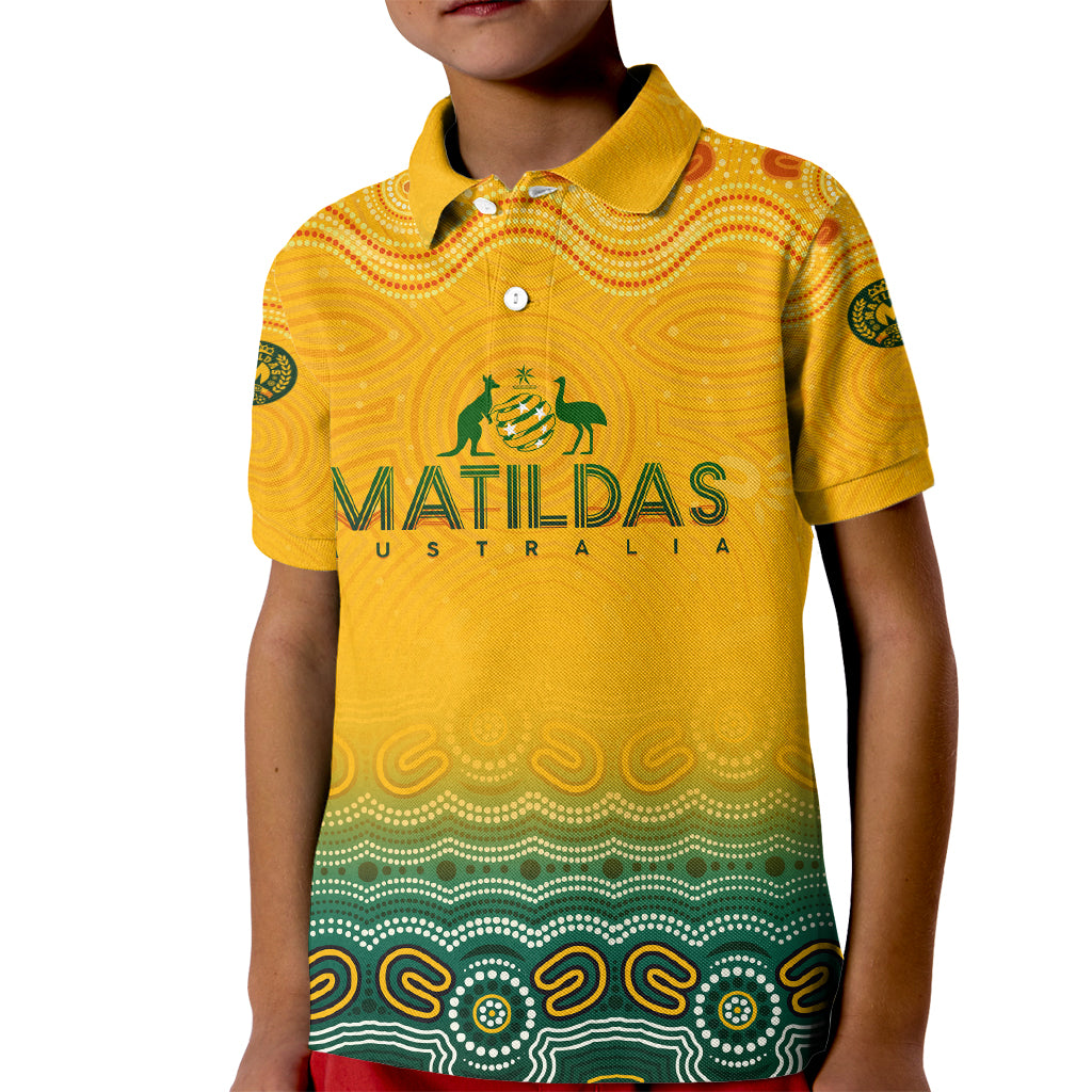 Personalised Australia Matildas Kid Polo Shirt Tillies Aboriginal Simple Yellow