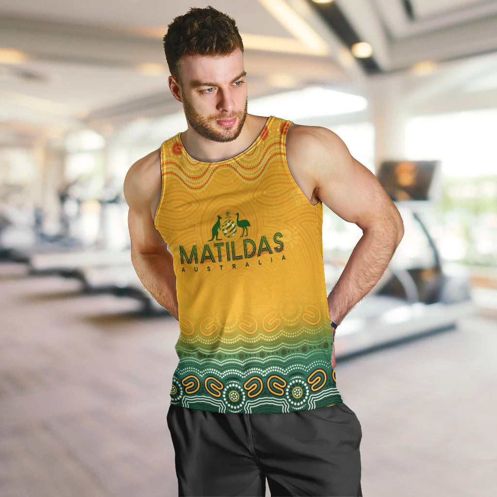 Personalised Australia Matildas Men Tank Top Tillies Aboriginal Simple Yellow