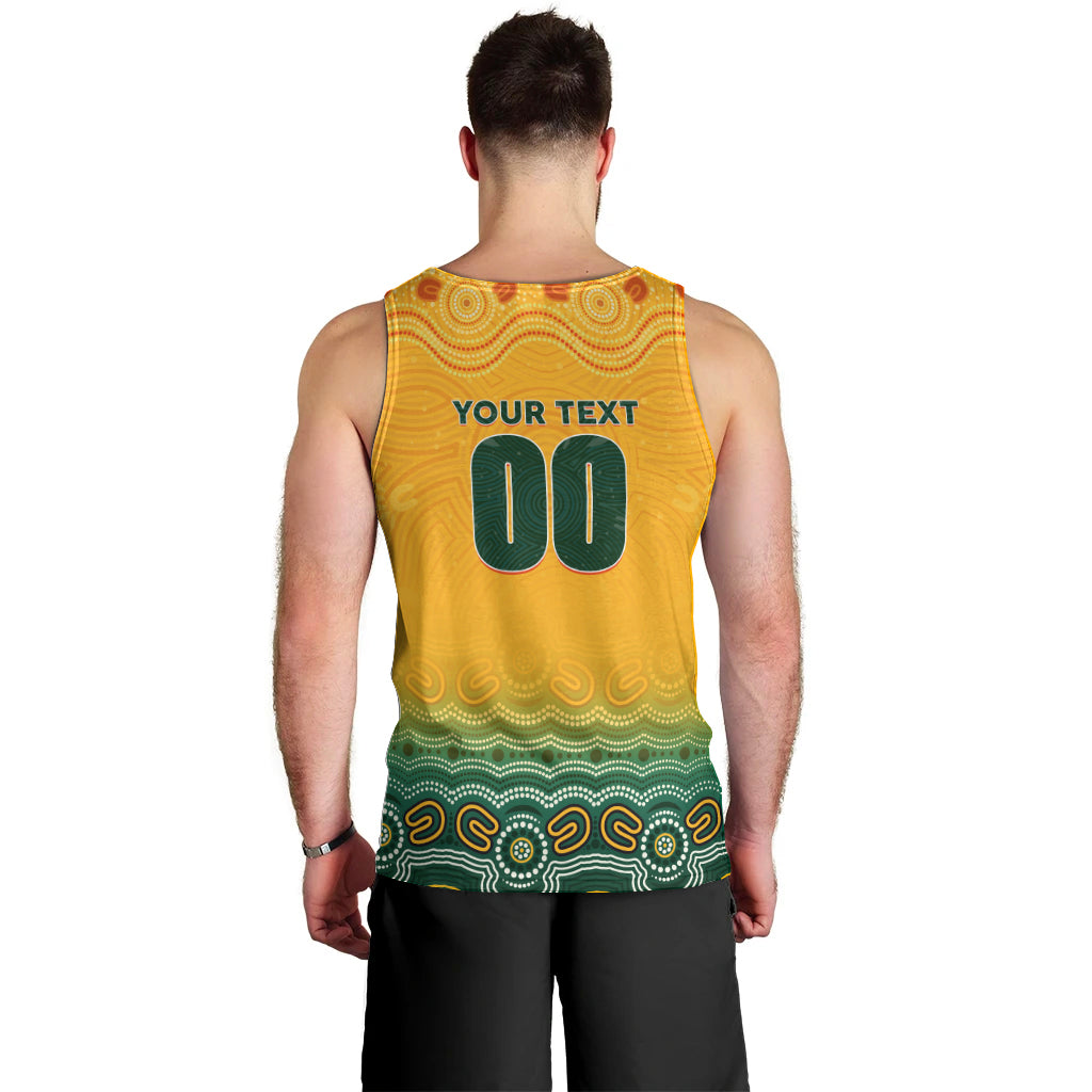 Personalised Australia Matildas Men Tank Top Tillies Aboriginal Simple Yellow