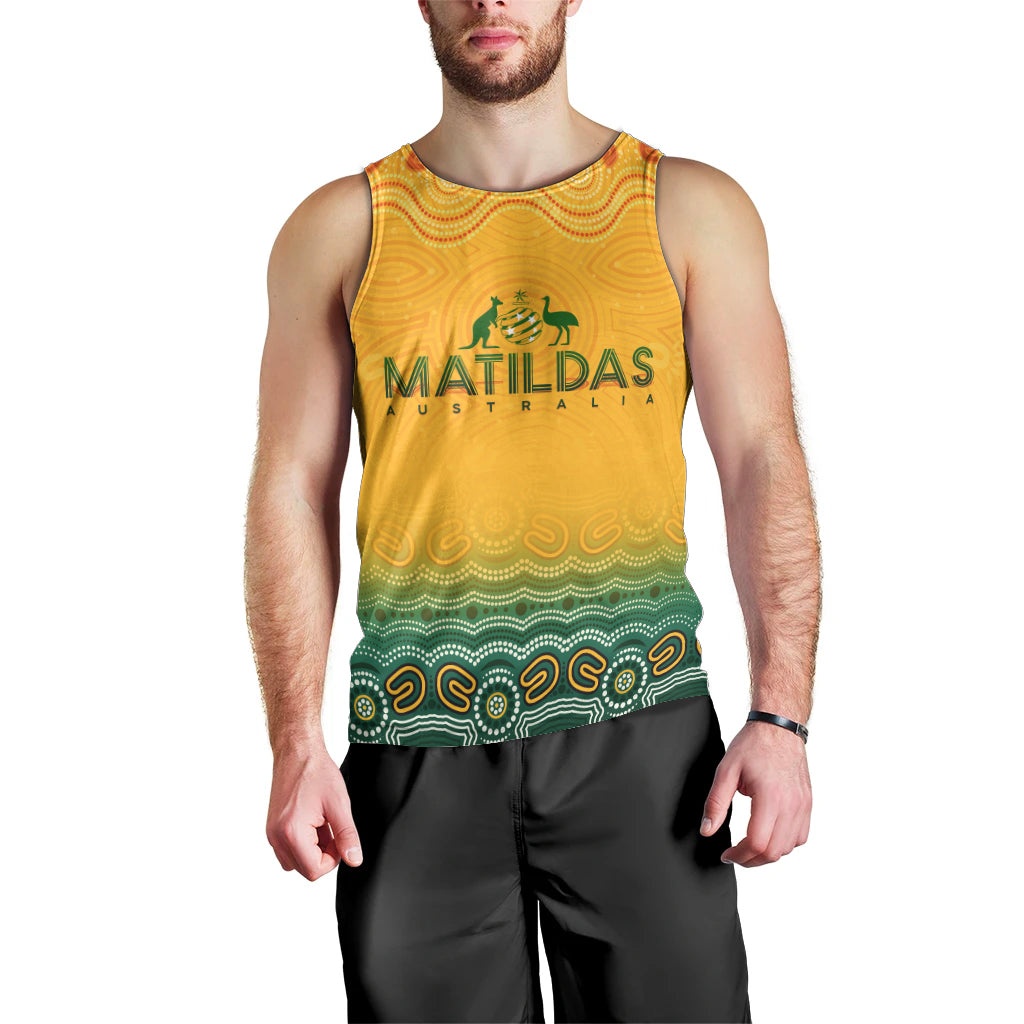 Personalised Australia Matildas Men Tank Top Tillies Aboriginal Simple Yellow