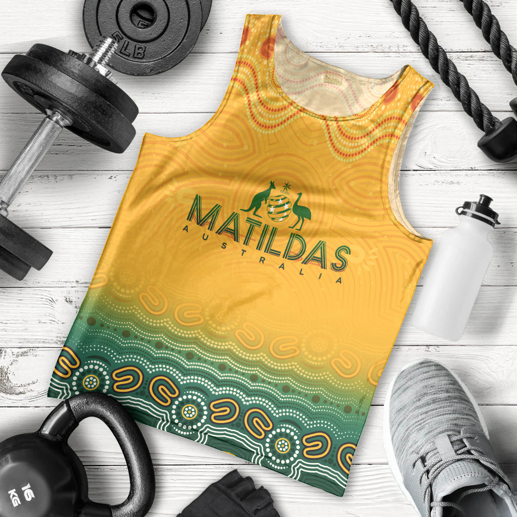 Personalised Australia Matildas Men Tank Top Tillies Aboriginal Simple Yellow