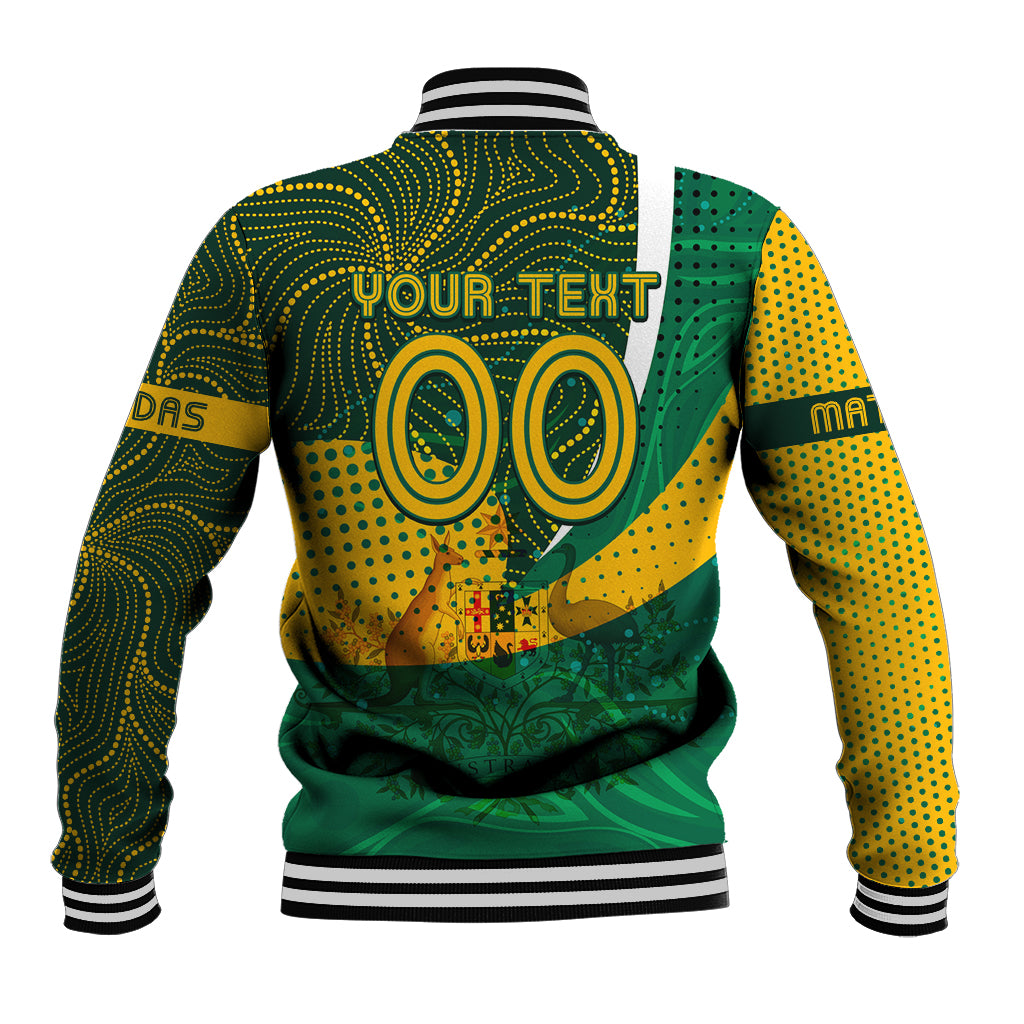 Personalised Matildas Australia Soccer Baseball Jacket Aboriginal Dot Painting