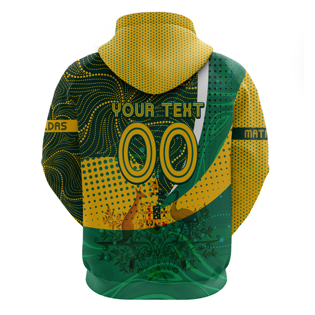 Personalised Matildas Australia Soccer Hoodie Aboriginal Dot Painting