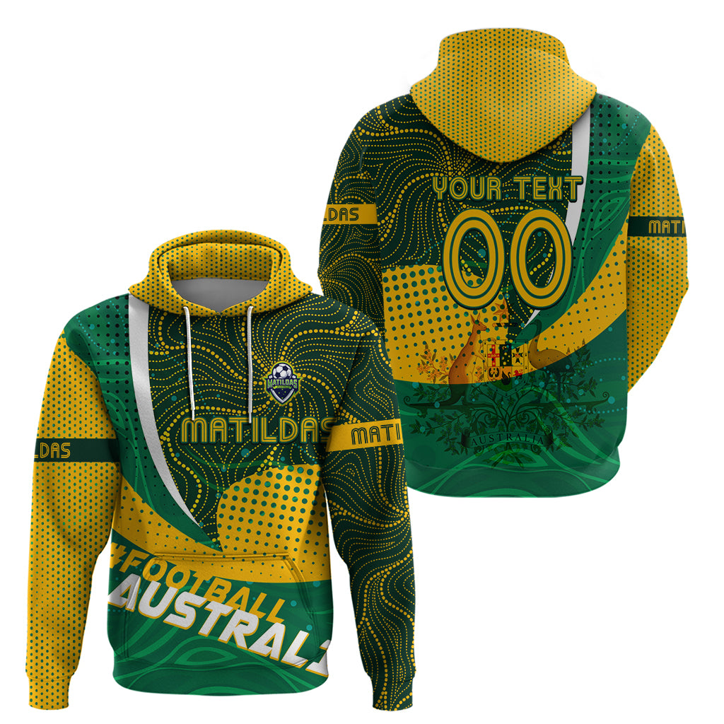 Personalised Matildas Australia Soccer Hoodie Aboriginal Dot Painting