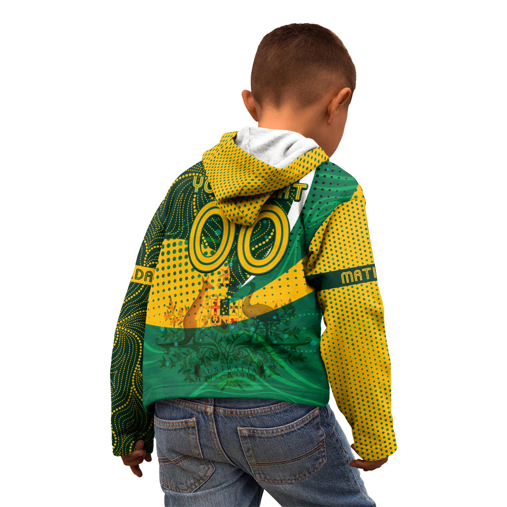 Personalised Matildas Australia Soccer Kid Hoodie Aboriginal Dot Painting