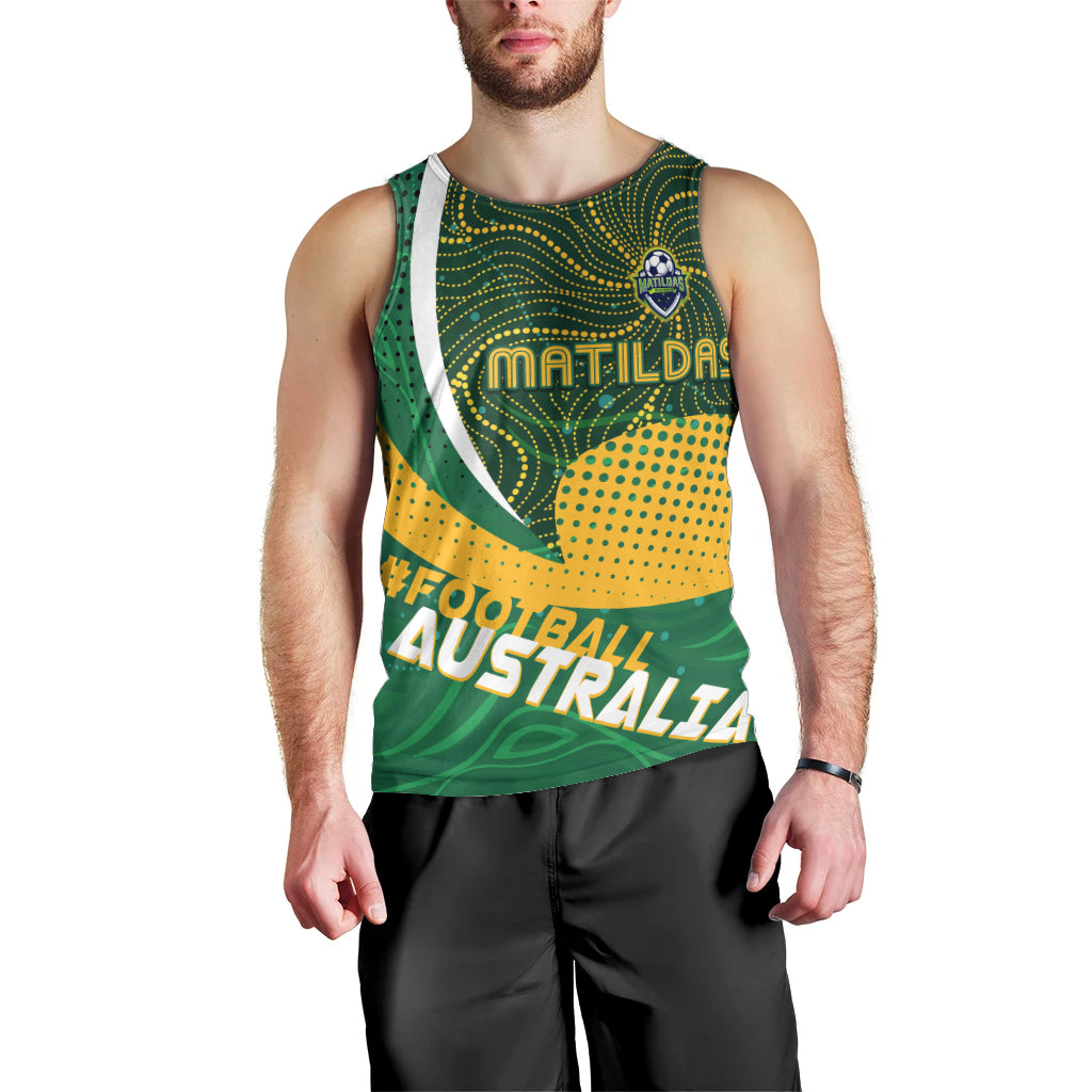 Personalised Matildas Australia Soccer Men Tank Top Aboriginal Dot Painting