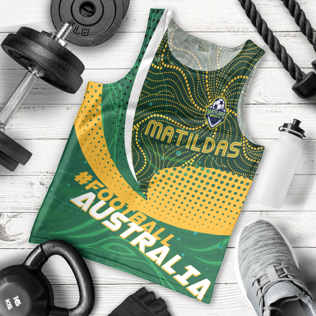 Personalised Matildas Australia Soccer Men Tank Top Aboriginal Dot Painting