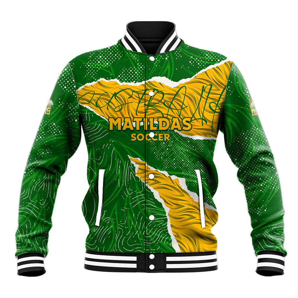 Personalised Matildas Baseball Jacket Australia Soccer Fingerprint