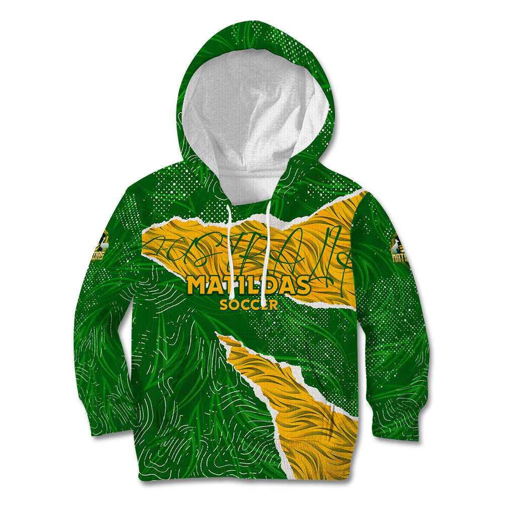 Personalised Matildas Kid Hoodie Australia Soccer Fingerprint