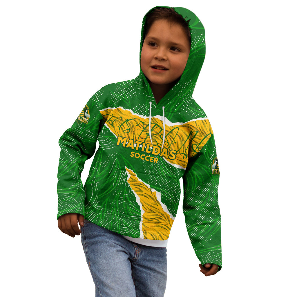 Personalised Matildas Kid Hoodie Australia Soccer Fingerprint