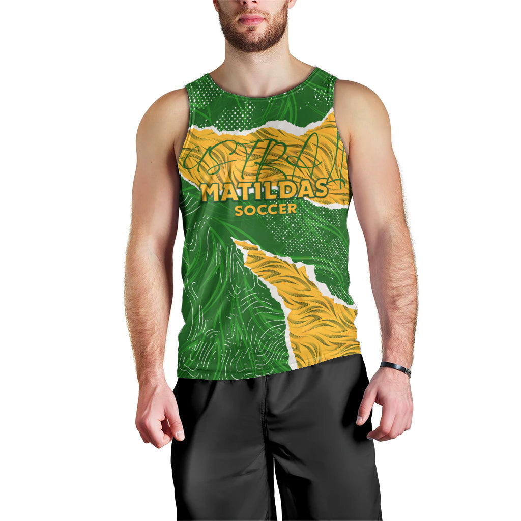 Personalised Matildas Men Tank Top Australia Soccer Fingerprint