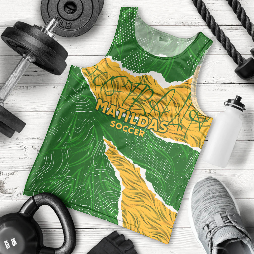 Personalised Matildas Men Tank Top Australia Soccer Fingerprint