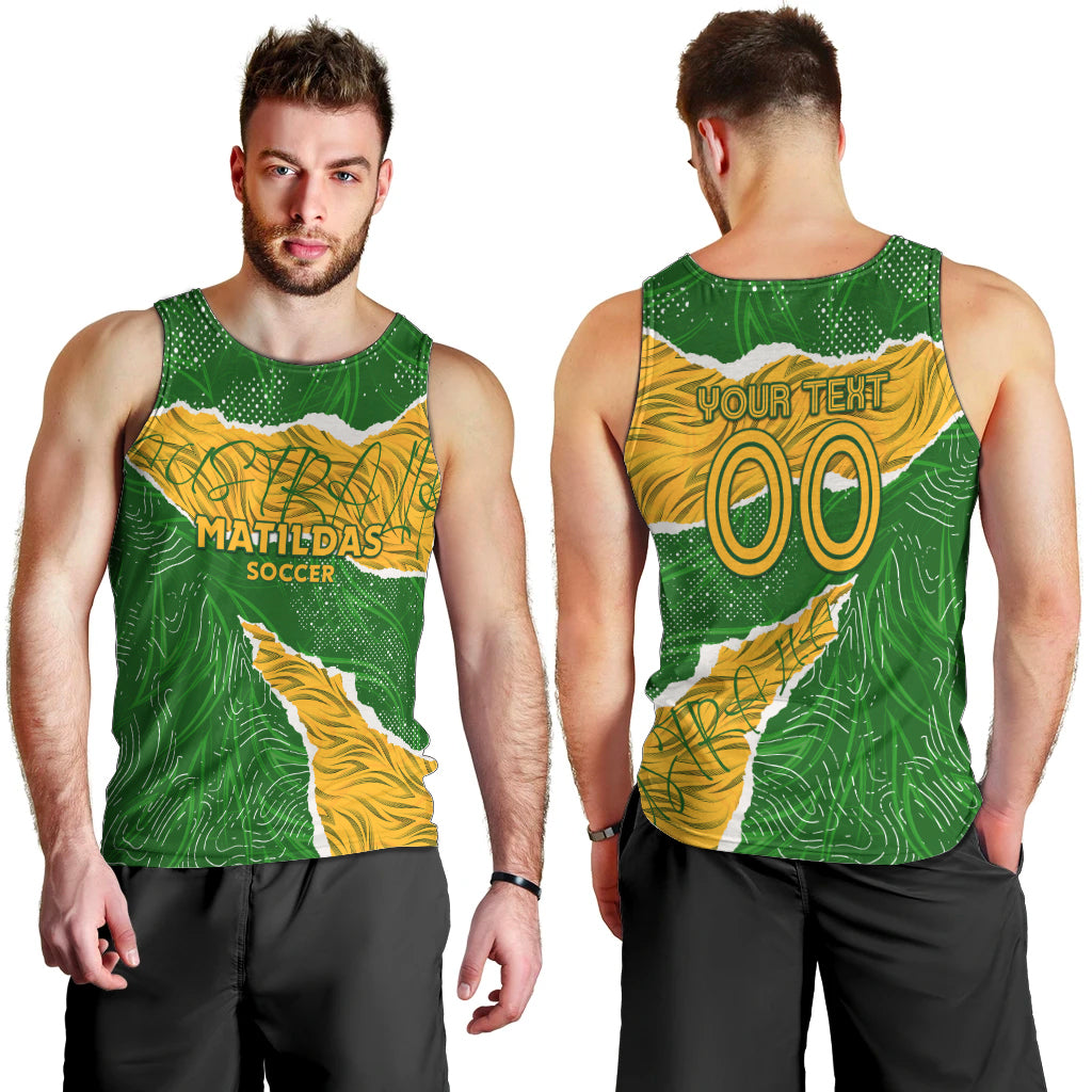 Personalised Matildas Men Tank Top Australia Soccer Fingerprint