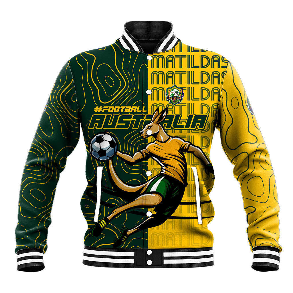 Personalised Matildas Mascot Baseball Jacket Australia Football Topographic