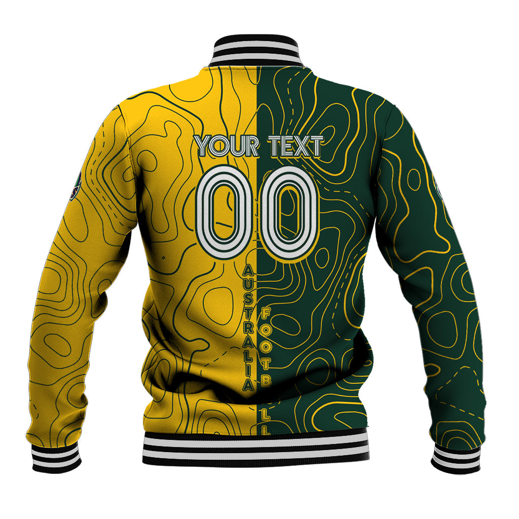 Personalised Matildas Mascot Baseball Jacket Australia Football Topographic