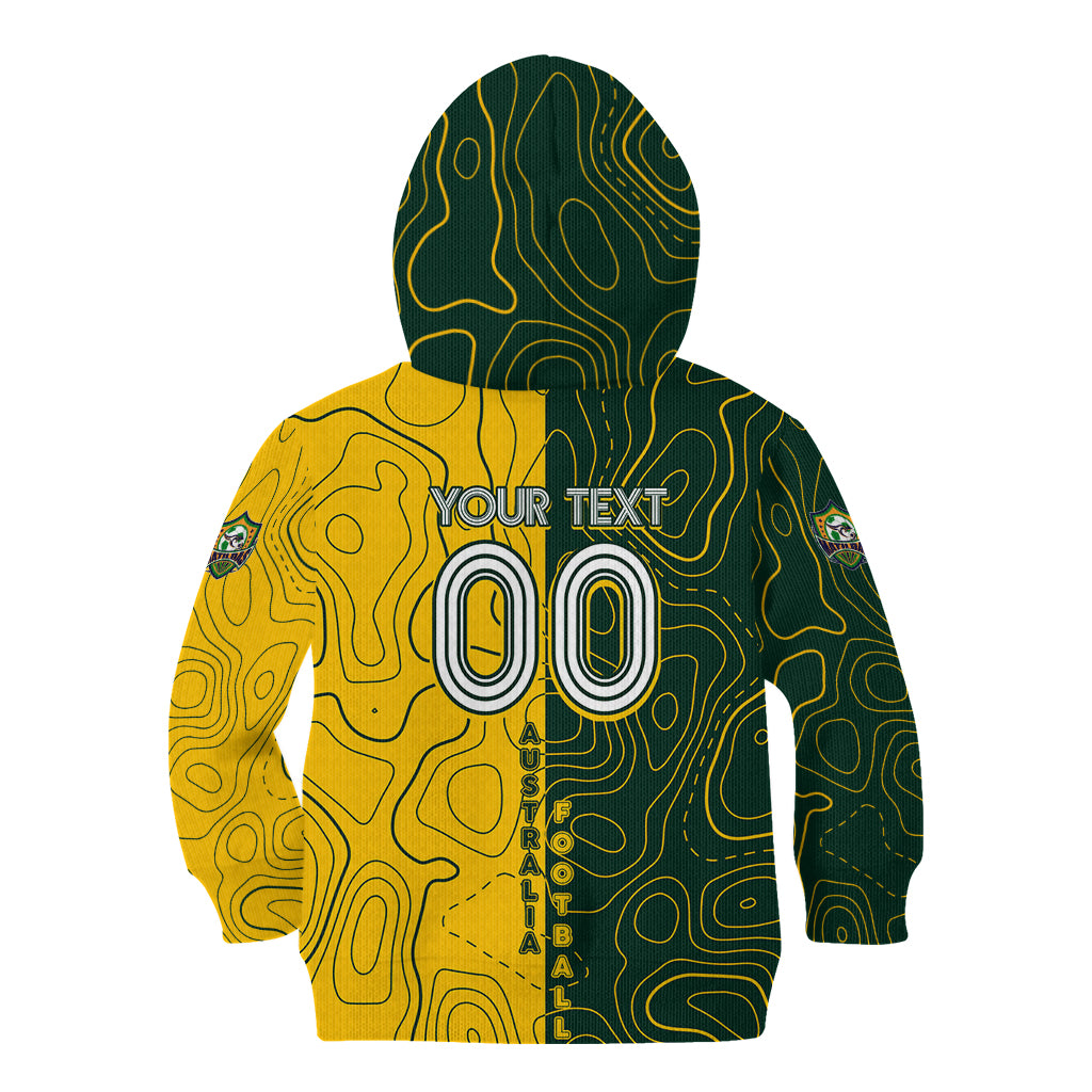 Personalised Matildas Mascot Kid Hoodie Australia Football Topographic